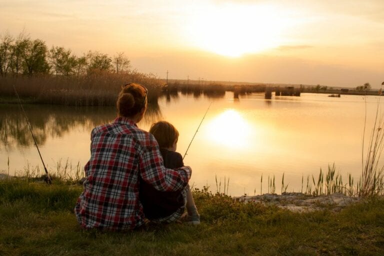 Mother and Son Fishing