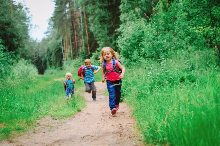 Toddlers Running Down Trail