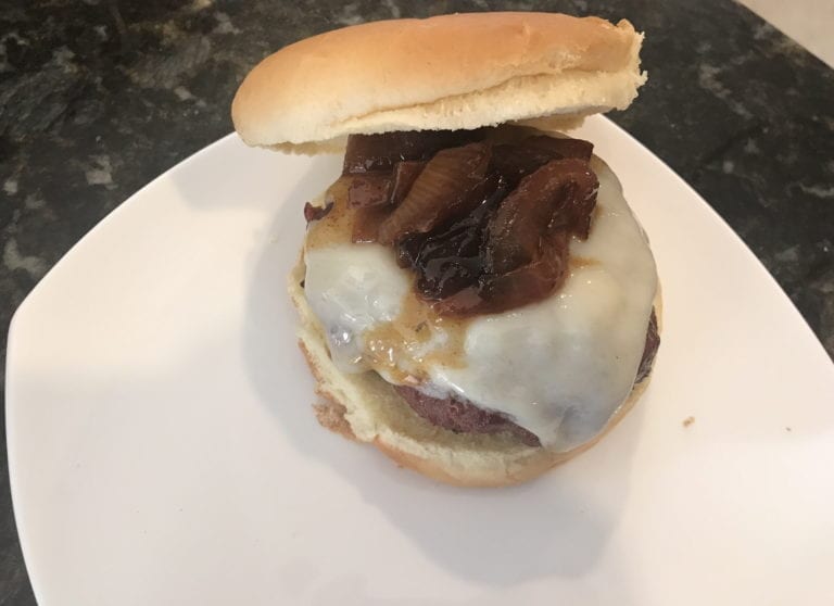 Big Green Egg Oberon Beer Burger W/ Caramelized Onions