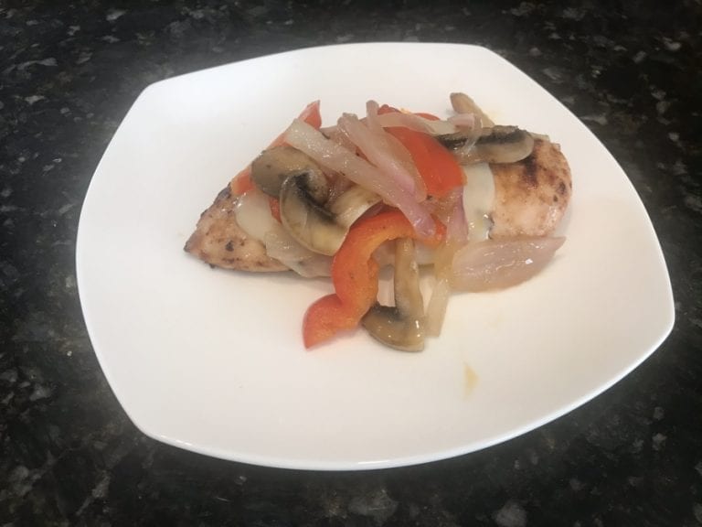 Swiss Cheese Chicken Breast Melt - Plated with Saute