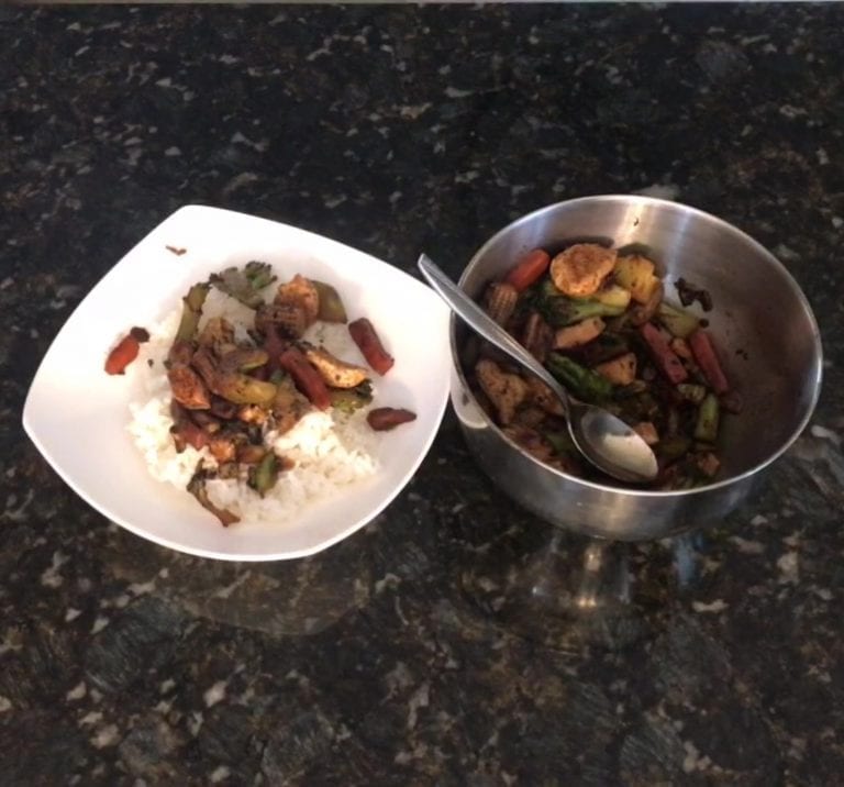 Teriyaki Chicken Stir Fry on Blackstone - Plated