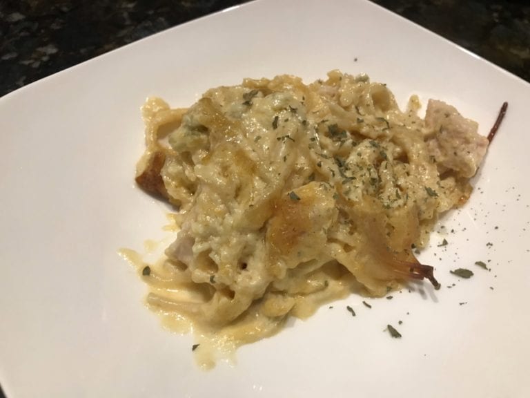 Smoked Chicken Spaghetti Casserole on the Big Green Egg