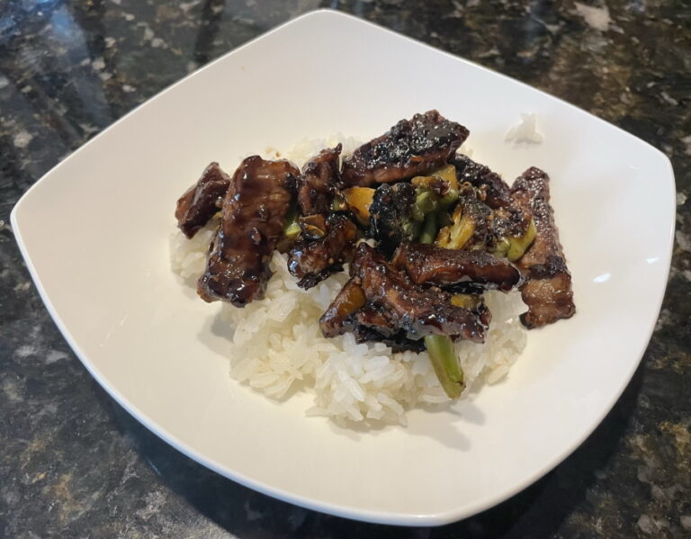 Beef & Broccoli Stir Fry on the Blackstone Griddle - Plated