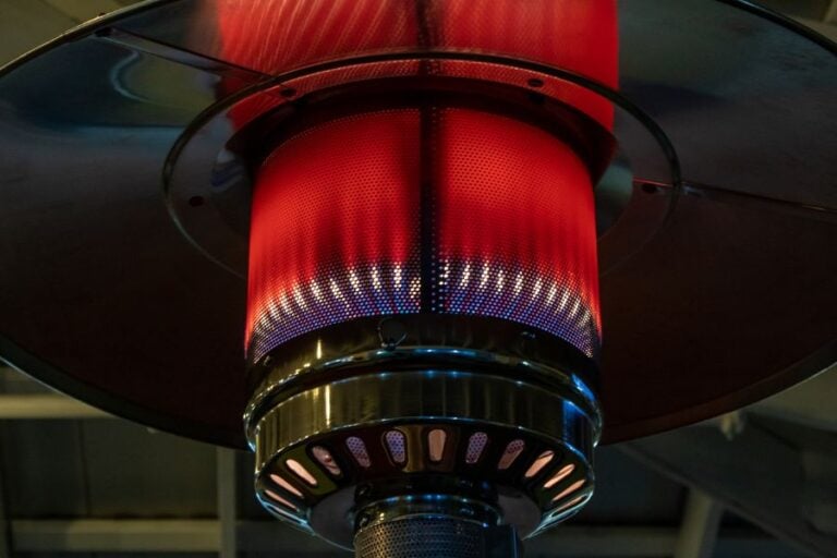 Closeup of Lit Gas Patio Heater