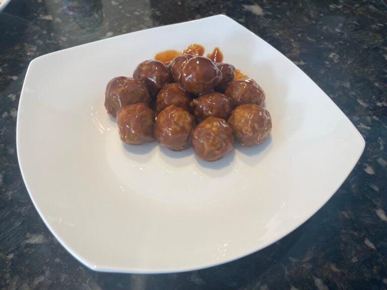 Smoked Bourbon BBQ Meatballs on the Big Green Egg - Plated