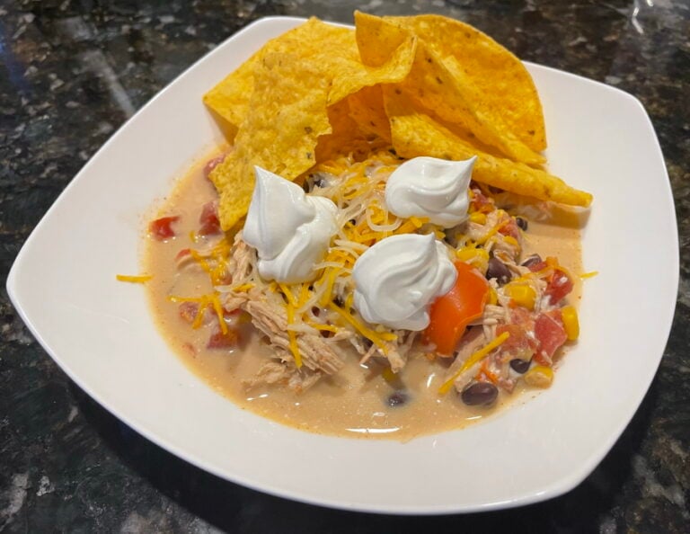 Smoked Chicken Taco Soup on the Big Green Egg - Plated