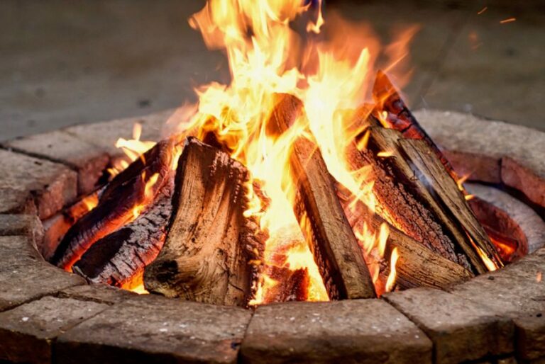 Roaring Fire in a Fire Pit