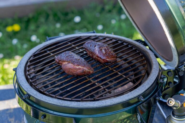 Duck Breasts Cooking on a Big Green Egg