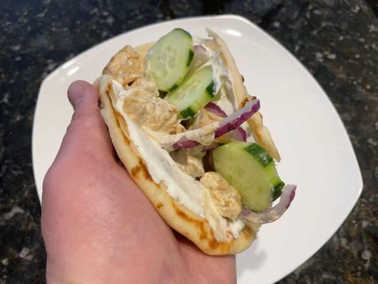 Greek Style Chicken Gyros with Tzatziki Sauce on the Blackstone Griddle - Plated