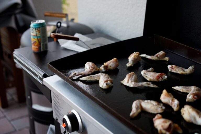 Cooking Chicken Wings on a Griddle in the Summer