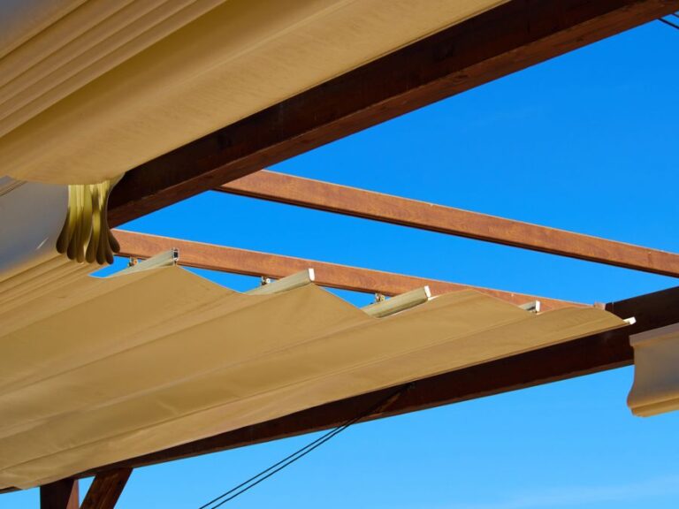 Pergola With Fabric Shades to Protect From Sun