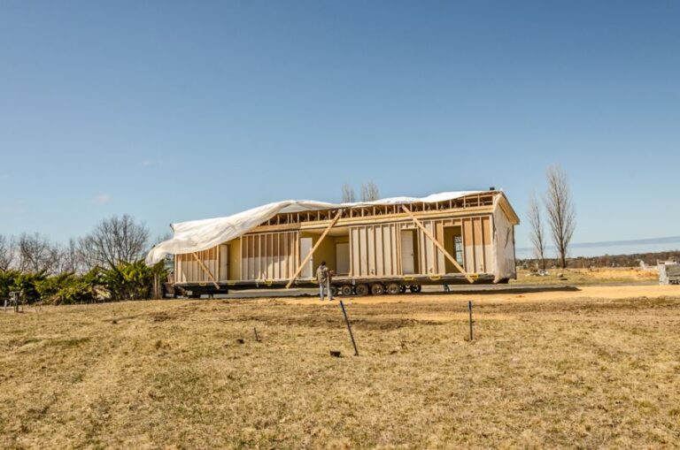 Half of a Manufactured Home Waiting to Be Put on Its Foundation