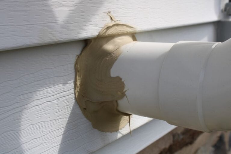 PVC Radon Pipe Through Siding on House