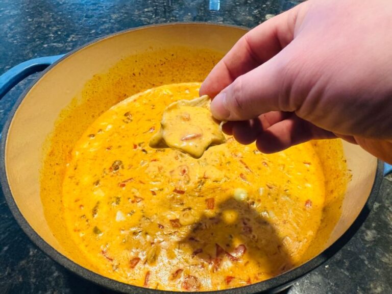 Easy Taco Queso Cheese Dip on the Big Green Egg - Dip is Complete