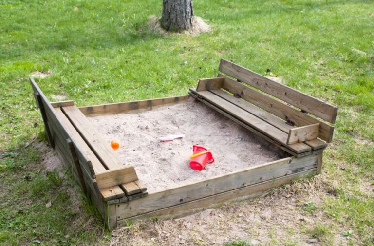 Children's Sandbox With Fold Up Bench Seats