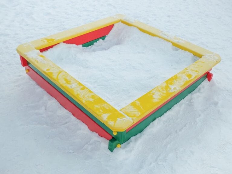 Sandbox Full of Snow in the Wintertime
