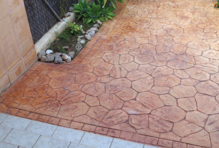 Stamped Concrete Stained a Reddish Brown