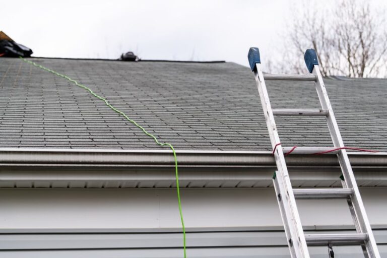 Ladder Leaning Up Against the Gutters on a House