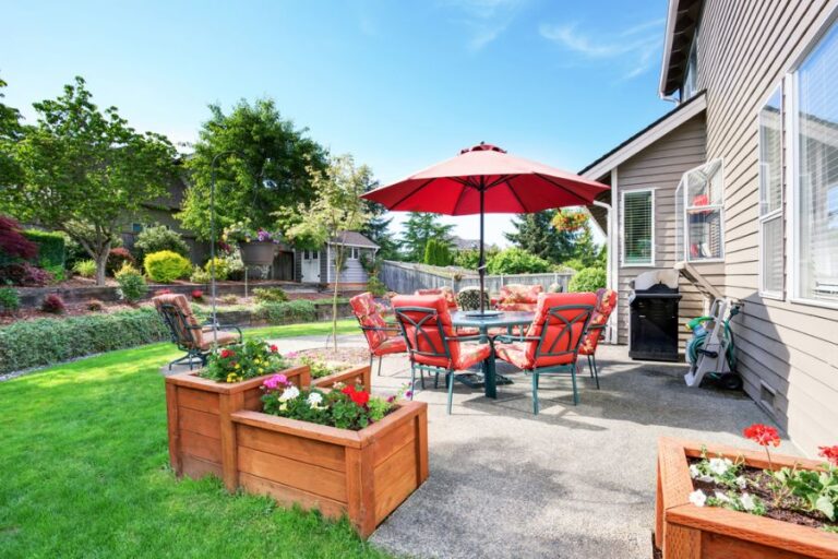 Old Concrete Patio With Some Landscaping