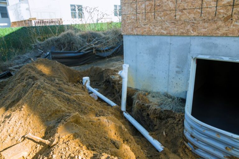 PVC Pipe Being Buried for Water Drainage
