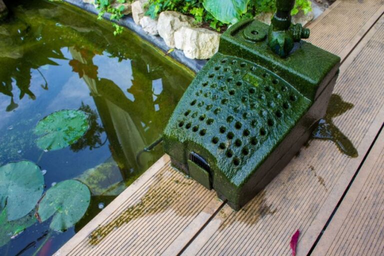 Dirty Pond Pump Sitting Out of Water