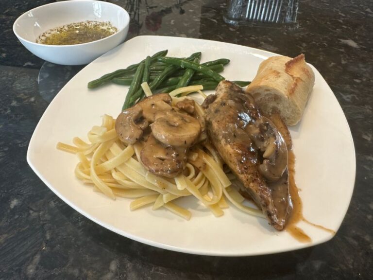 Chicken Marsala Pasta on the Blackstone Griddle - Plated