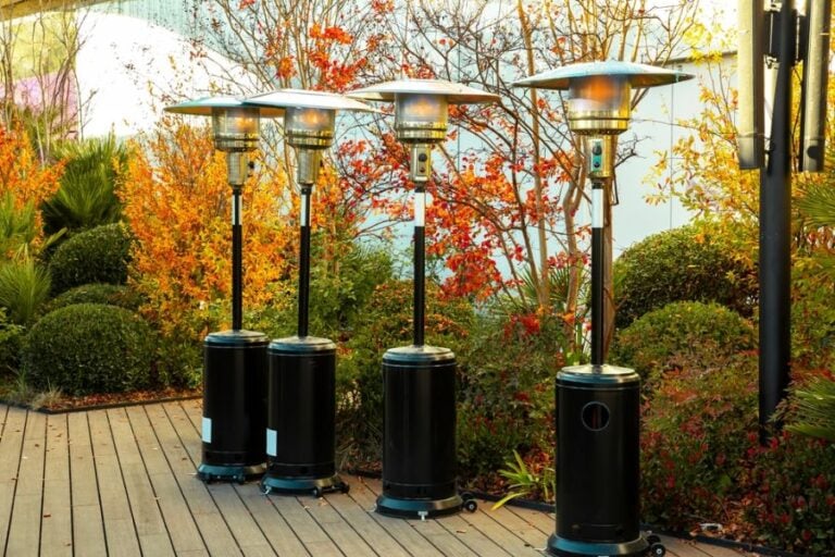Multiple Patio Heaters Next to Each Other