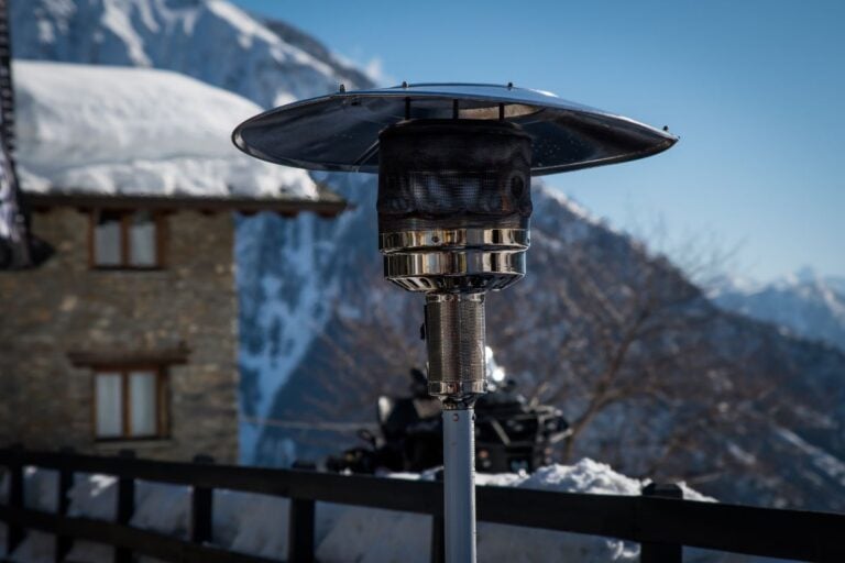A Patio Heater Outside in the Winter