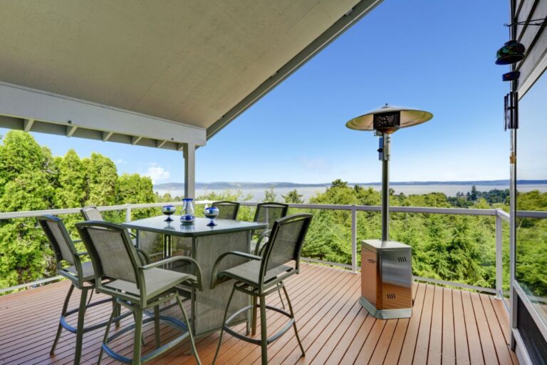 A Patio Heater Sitting on a Deck