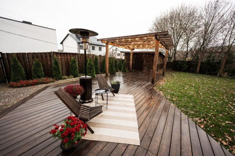 A Tall Patio Heater on the Deck