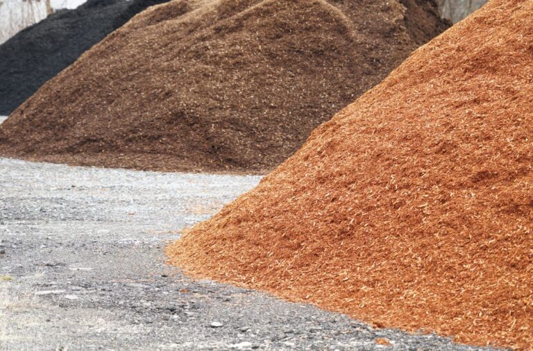 Large Mounds of Dyed Mulch