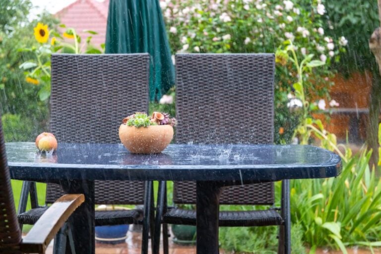 Patio Furniture Getting Wet from a Rainy Day