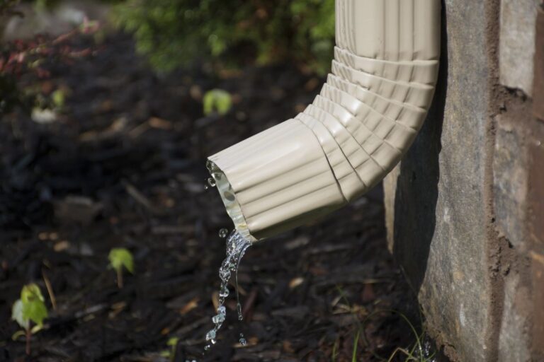 A Downspout Draining Into Mulch