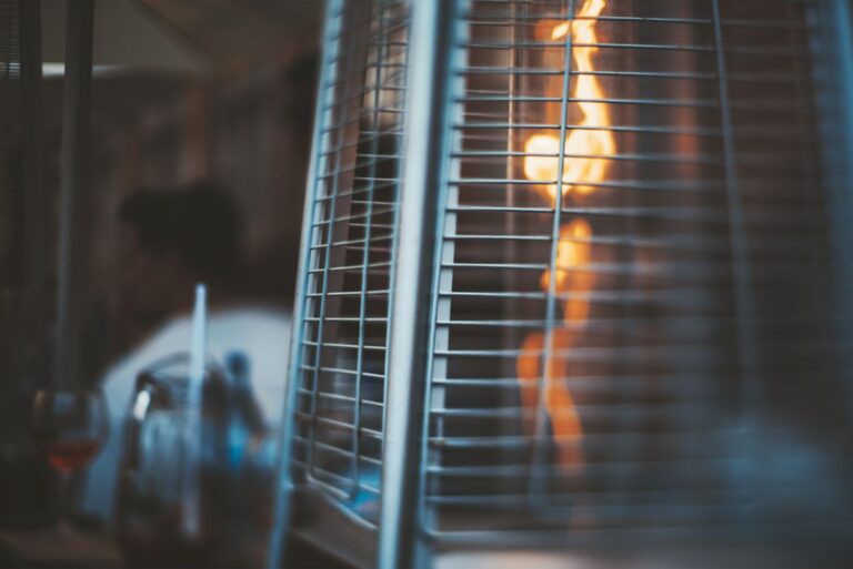 Close of Shot of a Pyramid Style Patio Heater