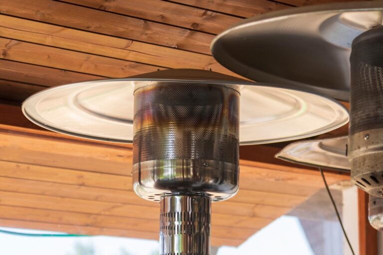 A Patio Heater Under a Wooden Structure