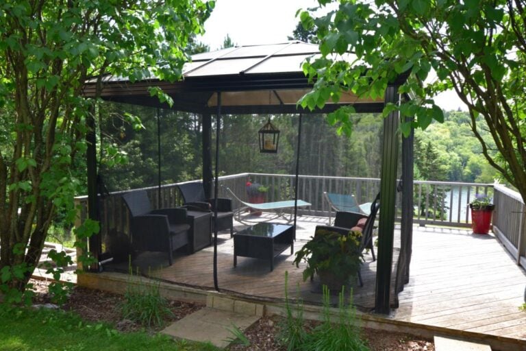 Screened-In Black Metal Gazebo