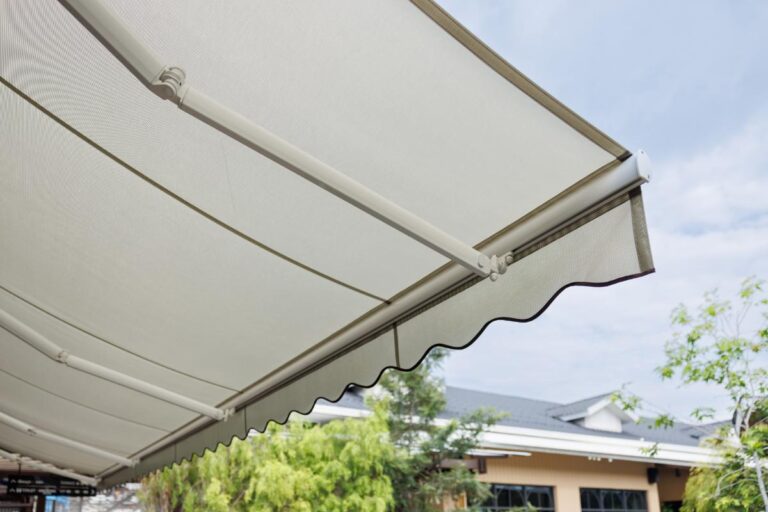 Awning Spread Out Over a Back Patio
