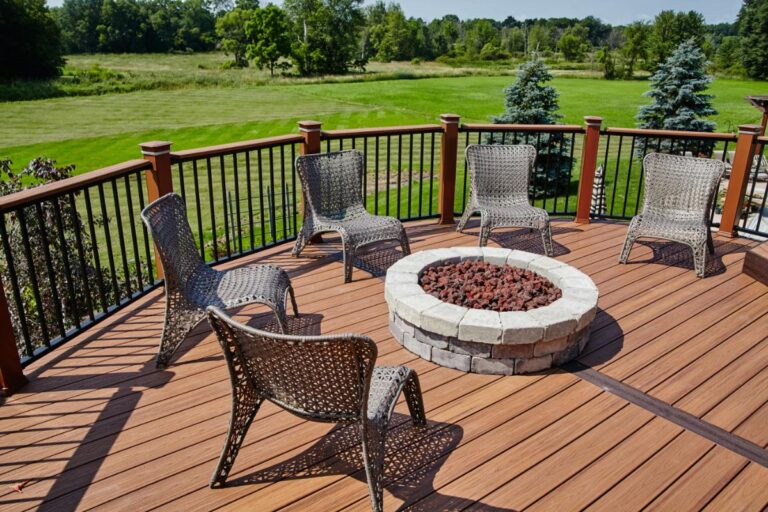 Firepit on a Back Deck With Lava Rocks