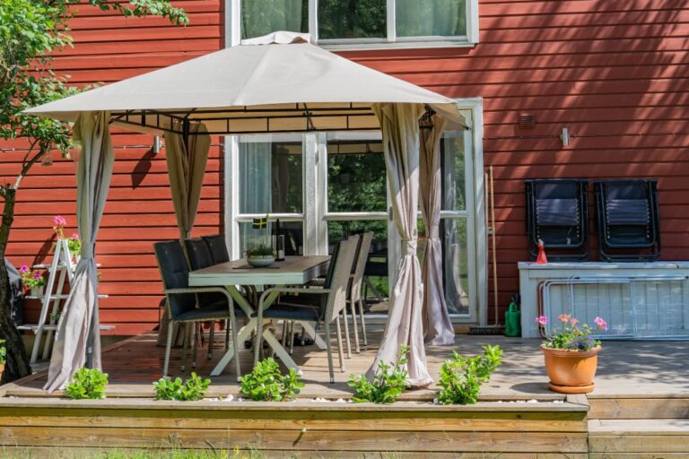 Gazebo With Vents on a Backyard Deck