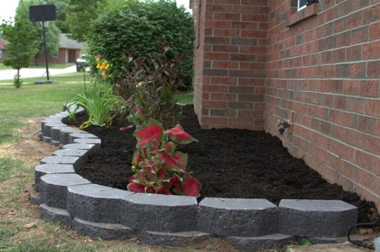 Raised Flower Bed With Black Mulch