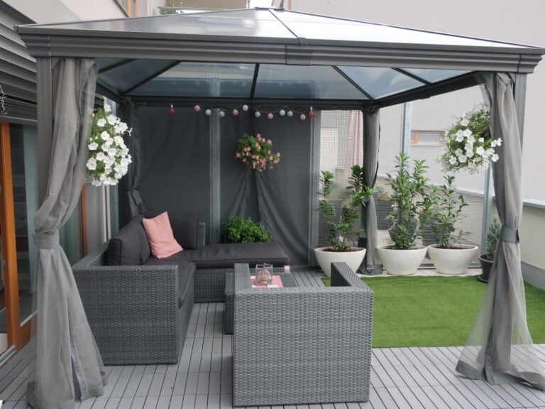 Gazebo With Polycarbonate Roofing on a Deck